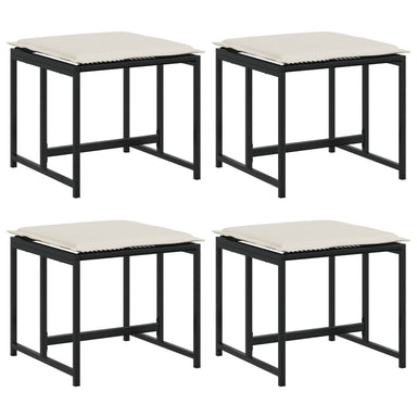 Tuinkrukken met kussens 4 st poly rattan zwart