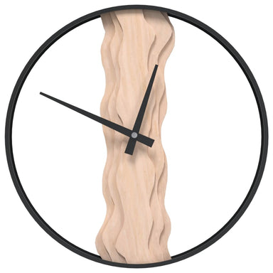 Wandklok Ø35 cm ijzer en eikenhout bruin