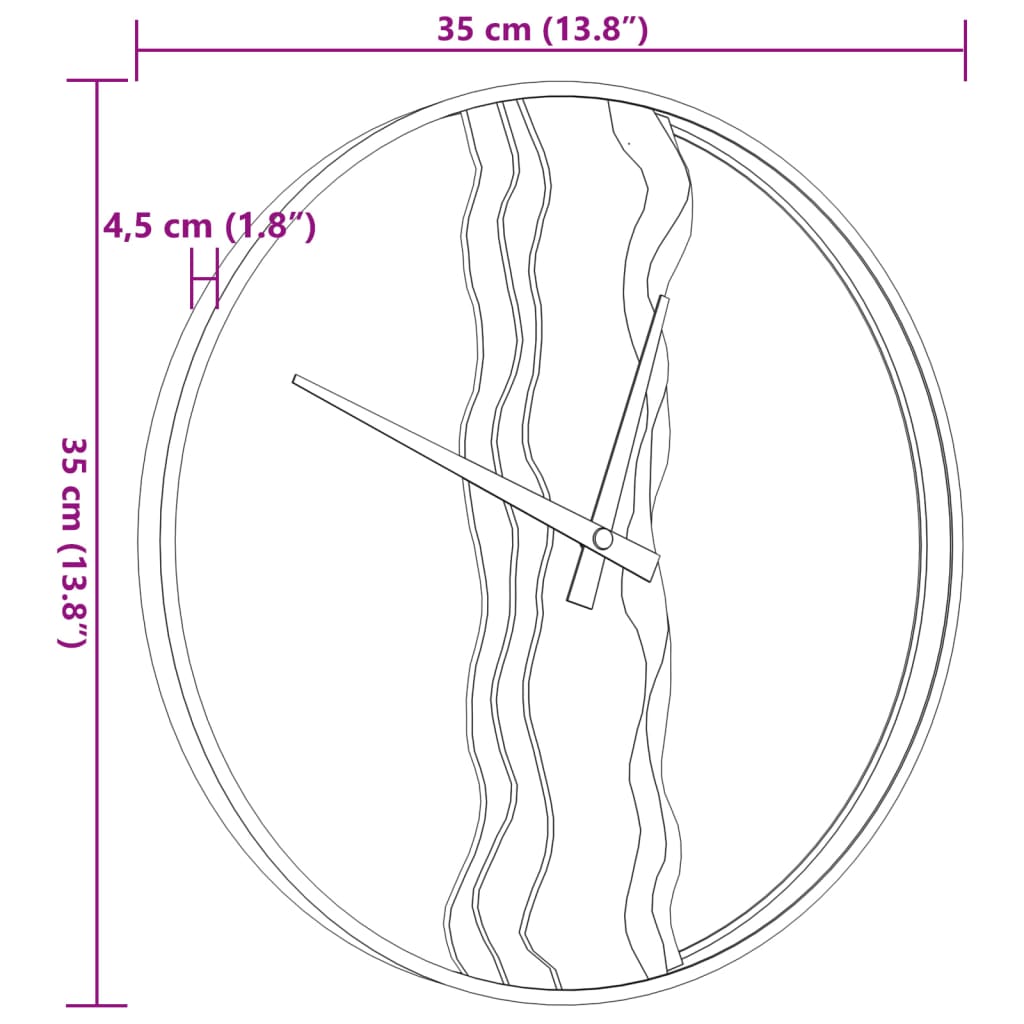 Wandklok Ø35 cm ijzer en eikenhout bruin
