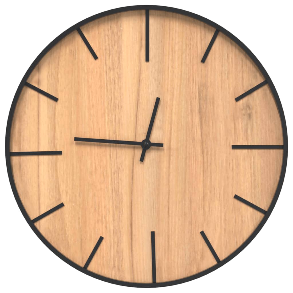 Wandklok Ø39 cm ijzer en bewerkt hout bruin