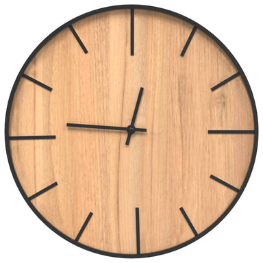 Wandklok Ø39 cm ijzer en bewerkt hout bruin