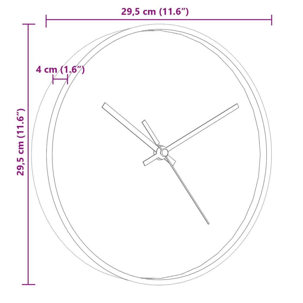 Wandklok Ø29,5 cm polystyreen en glas goudkleurig en wit