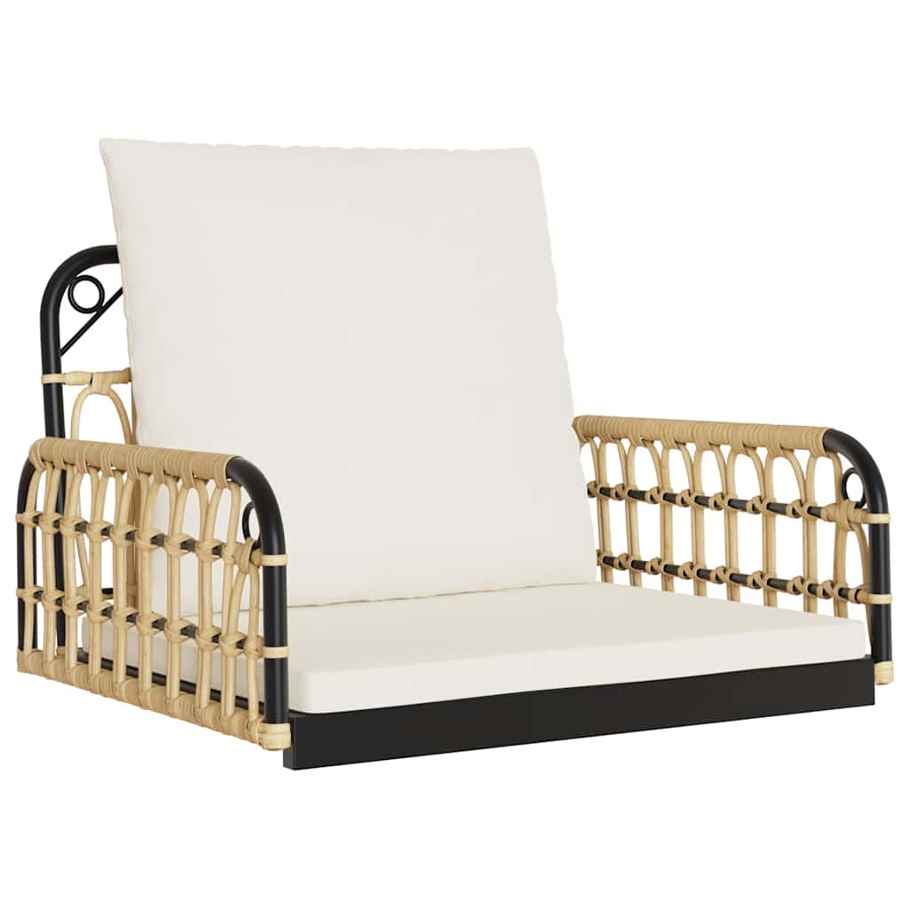 Schommelstoel met kussens 63x58x39 cm poly rattan en staal