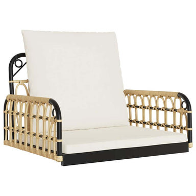 Schommelstoel met kussens 63x58x39 cm poly rattan en staal