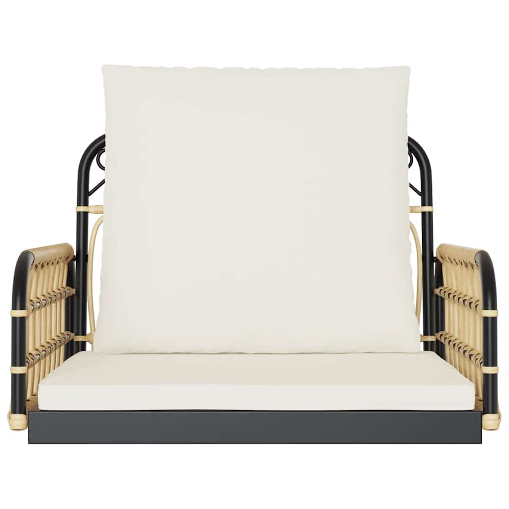 Schommelstoel met kussens 63x58x39 cm poly rattan en staal