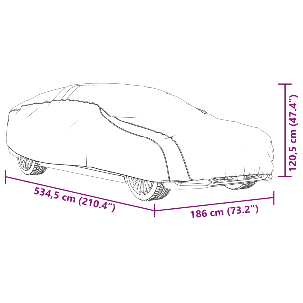 Autohoes voor sedan met gespriemen XL PEVA zilverkleurig
