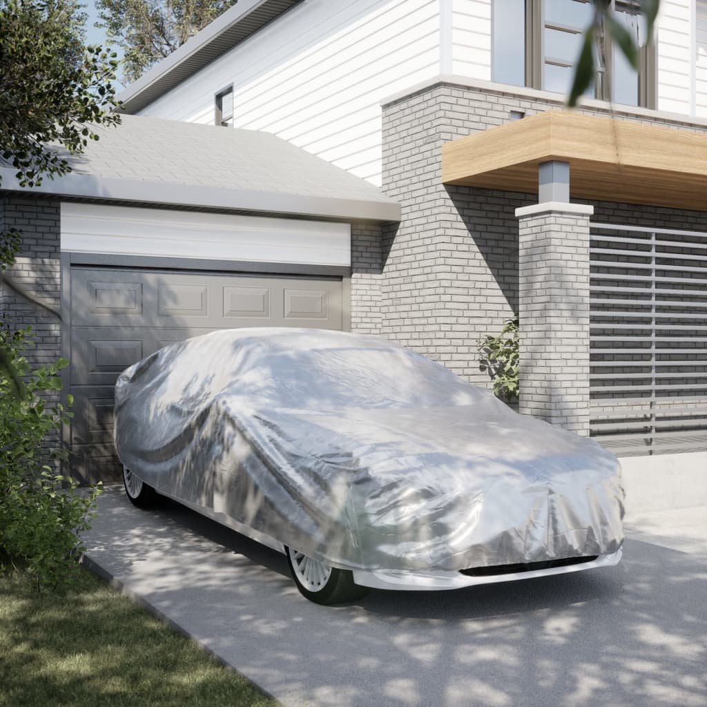 Autohoes voor sedan met gespriemen XL PEVA zilverkleurig