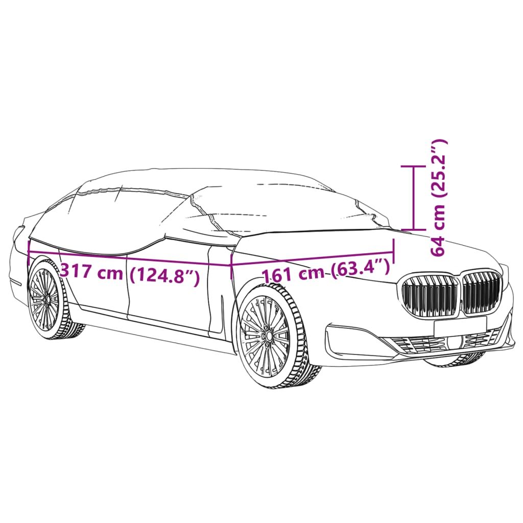 Autohoes half met haken XL PEVA zilverkleurig
