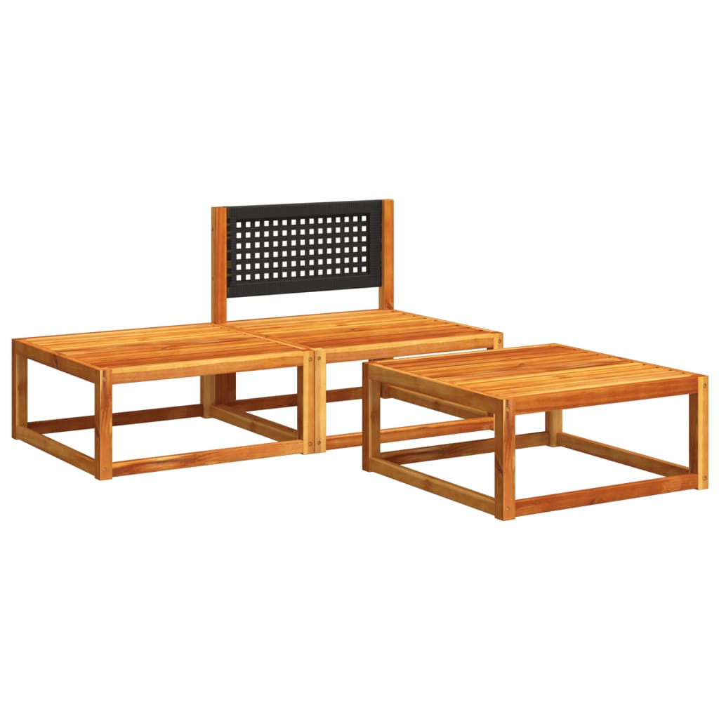 3-delige tuinbankset met kussens acaciahout & rotan