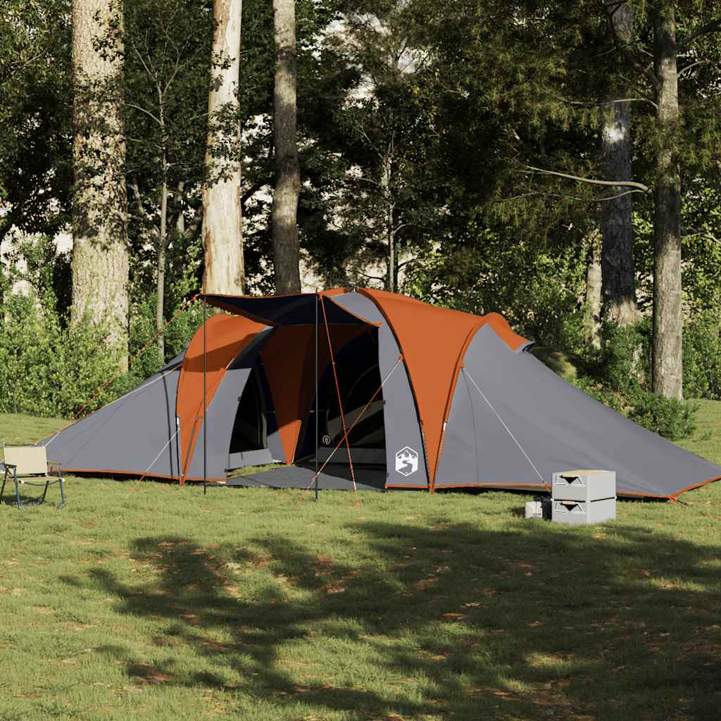 Koepeltent 6-persoons waterdicht grijs en oranje