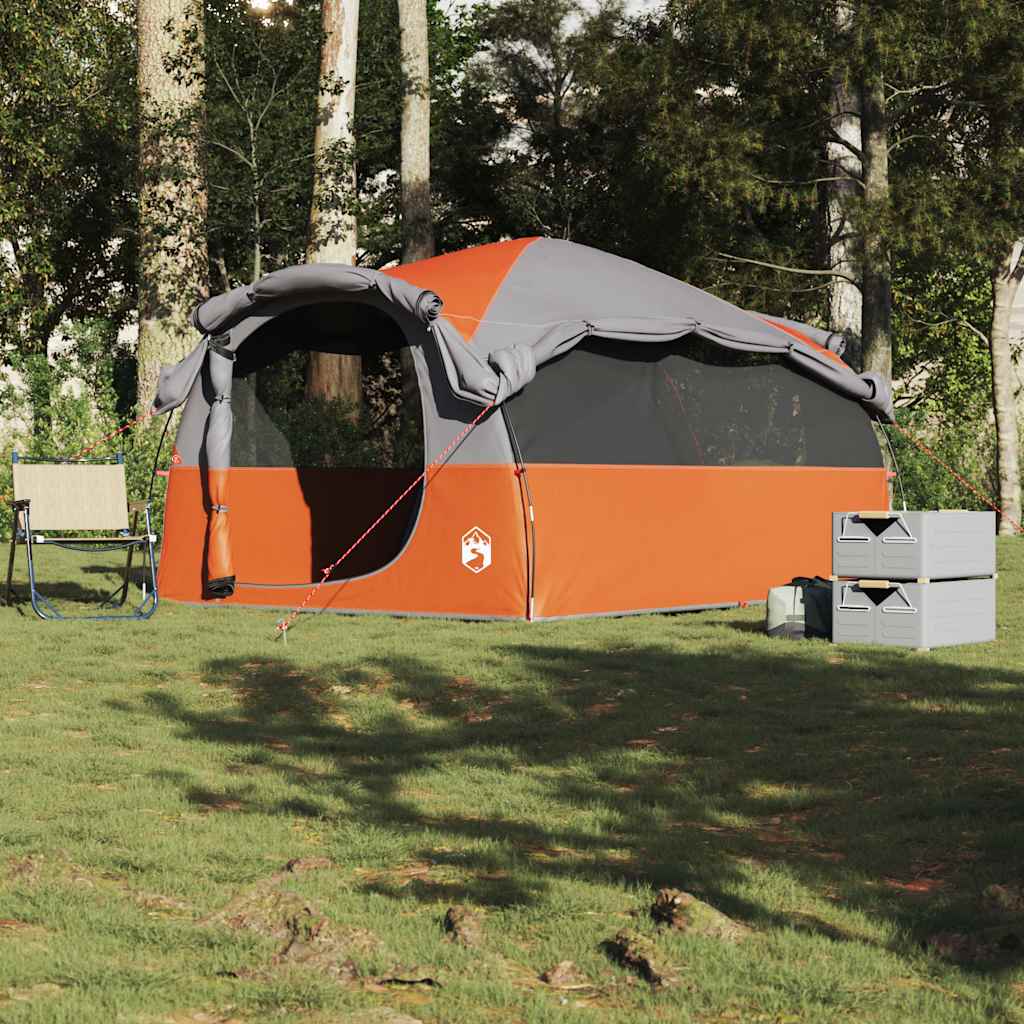 Tunneltent 6-persoons waterbestendig grijs en oranje