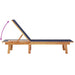 Ligbed met tafel massief acaciahout en textileen blauw