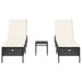 3-delige Ligbeddenset met kussens poly rattan zwart