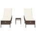 3-delige Ligbeddenset met kussens poly rattan bruin