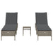 3-delige Ligbeddenset met kussens poly rattan grijs