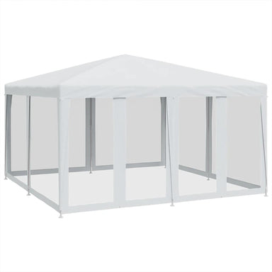 Partytent met 8 mesh zijwanden 4x4 m HDPE wit