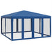 Partytent met 8 mesh zijwanden 4x4 m HDPE blauw