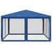 Partytent met 8 mesh zijwanden 4x4 m HDPE blauw