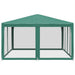 Partytent met 8 mesh zijwanden 4x4 m HDPE groen
