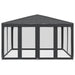 Partytent met 8 mesh zijwanden 4x4 m HDPE antracietkleurig