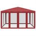 Partytent met 8 mesh zijwanden 4x4 m HDPE rood
