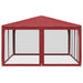 Partytent met 8 mesh zijwanden 4x4 m HDPE rood