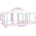 Partytent met 10 mesh zijwanden 6x4 m HDPE wit