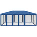 Partytent met 10 mesh zijwanden 6x4 m HDPE blauw