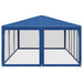 Partytent met 10 mesh zijwanden 6x4 m HDPE blauw