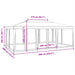 Partytent met 10 mesh zijwanden 6x4 m HDPE blauw