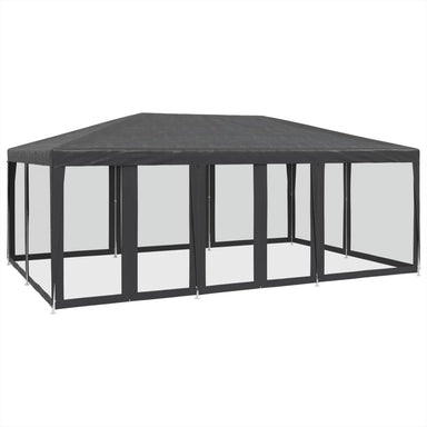 Partytent met 10 mesh zijwanden 6x4 m HDPE antracietkleurig