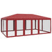 Partytent met 10 mesh zijwanden 6x4 m HDPE rood
