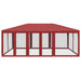 Partytent met 10 mesh zijwanden 6x4 m HDPE rood