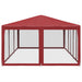 Partytent met 10 mesh zijwanden 6x4 m HDPE rood