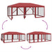 Partytent met 10 mesh zijwanden 6x4 m HDPE rood