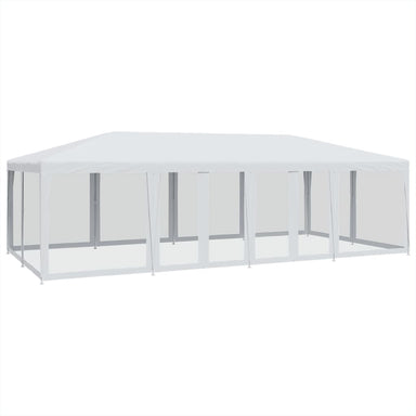 Partytent met 12 mesh zijwanden 8x4 m HDPE wit