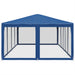 Partytent met 12 mesh zijwanden 8x4 m HDPE blauw