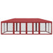 Partytent met 12 mesh zijwanden 8x4 m HDPE rood
