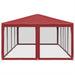 Partytent met 12 mesh zijwanden 8x4 m HDPE rood
