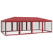 Partytent met 12 mesh zijwanden 8x4 m HDPE rood