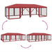 Partytent met 12 mesh zijwanden 8x4 m HDPE rood