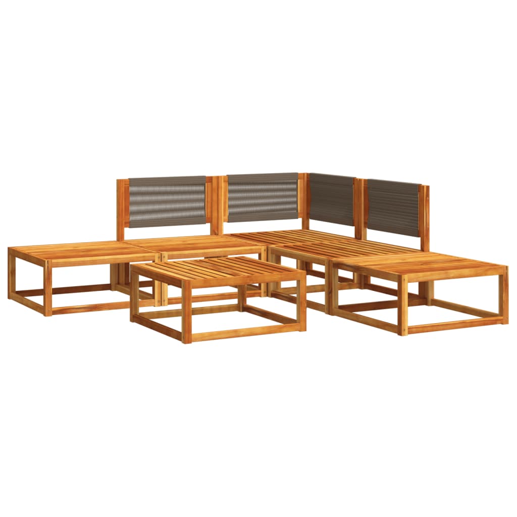 6-delige tuinbankset met kussens acaciahout & touw