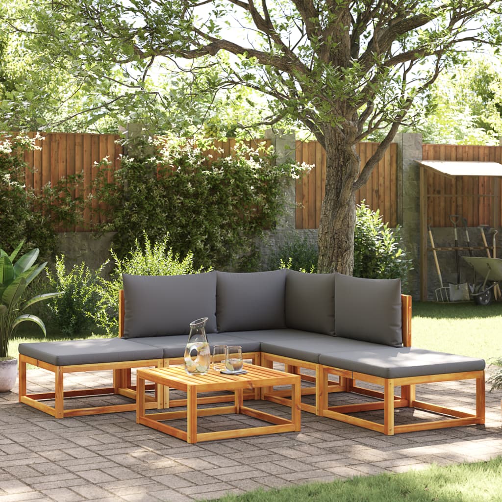 6-delige tuinbankset met kussens acaciahout & touw