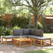 6-delige tuinbankset met kussens acaciahout & touw