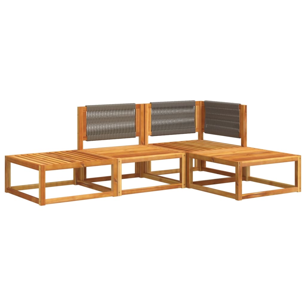 4-delige tuinbankset met kussens acaciahout & touw