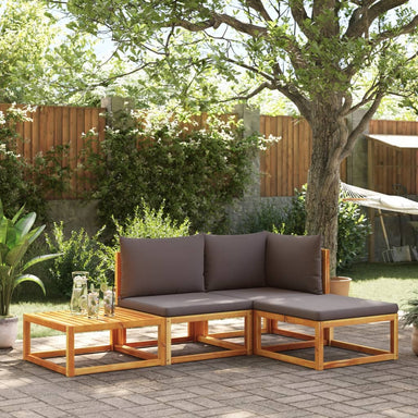 4-delige tuinbankset met kussens acaciahout & touw
