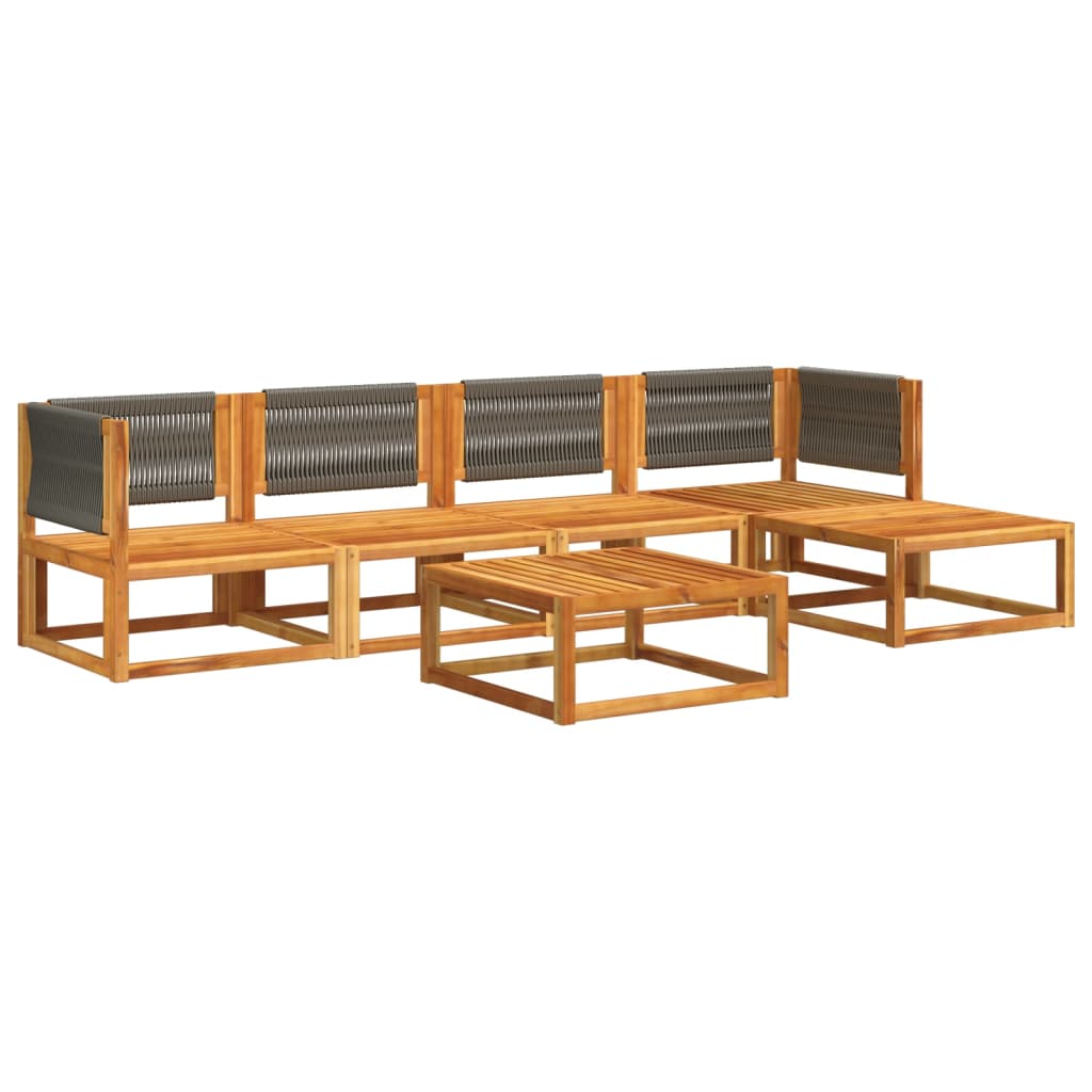 6-delige tuinbankset met kussens acaciahout & touw