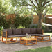 6-delige tuinbankset met kussens acaciahout & touw
