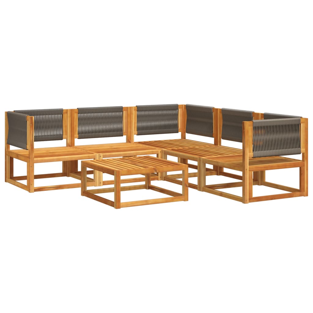 6-delige tuinbankset met kussens acaciahout & touw