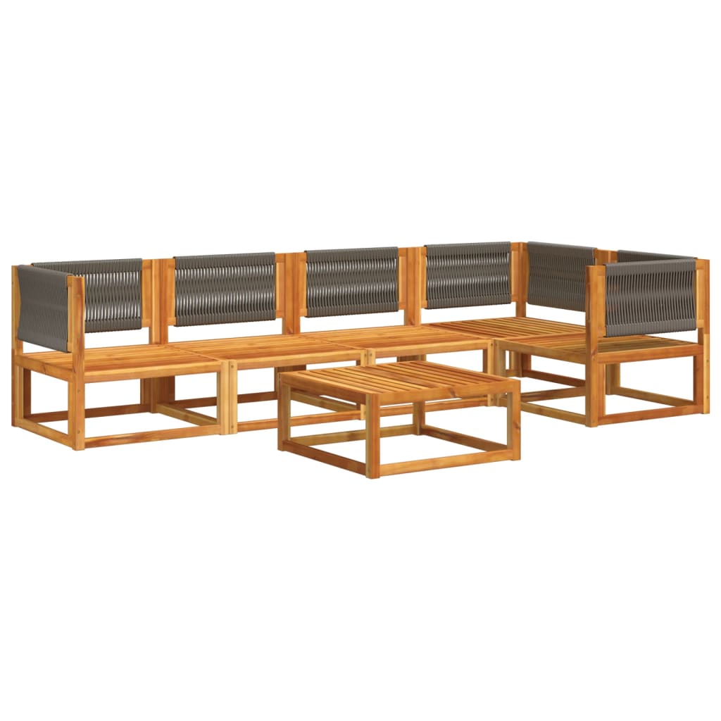 6-delige tuinbankset met kussens acaciahout & touw